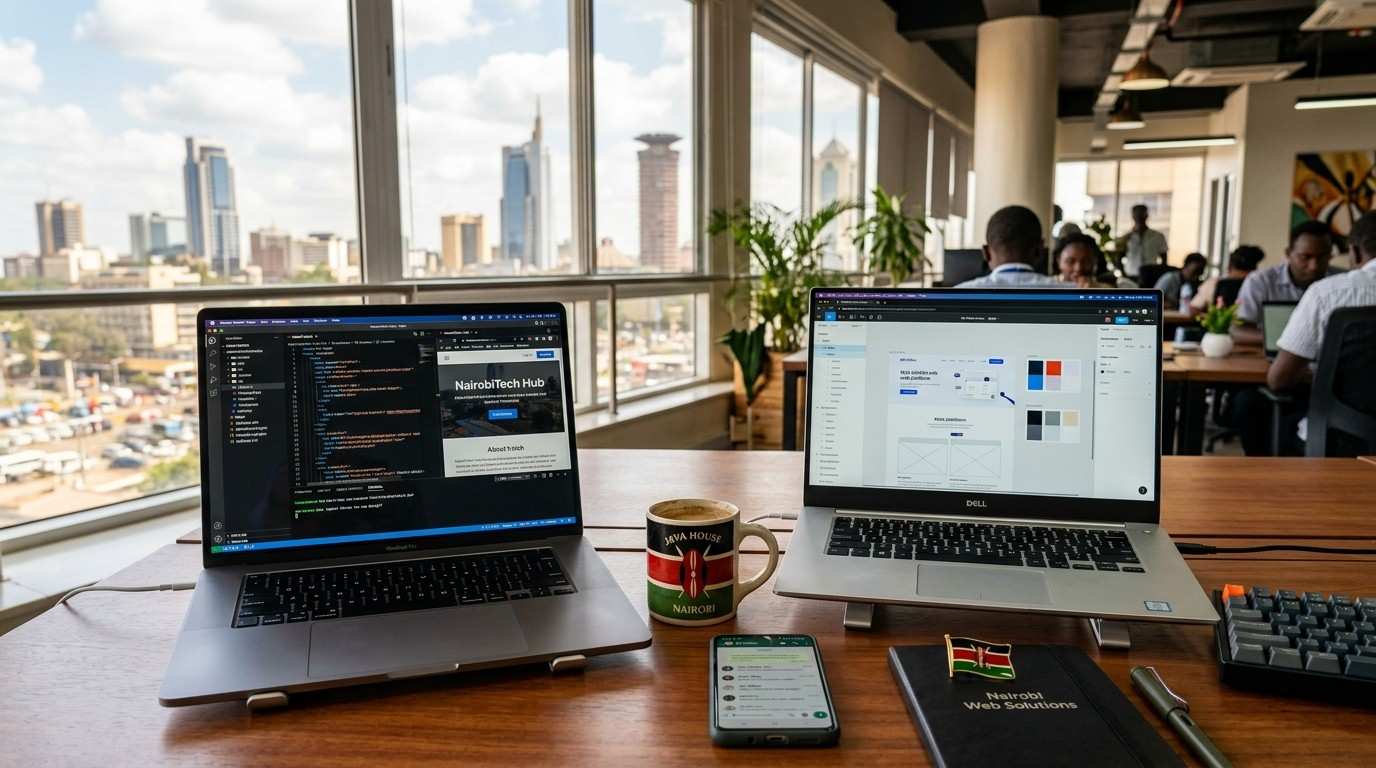 HP EliteBook and Dell XPS laptops side by side for website design comparison