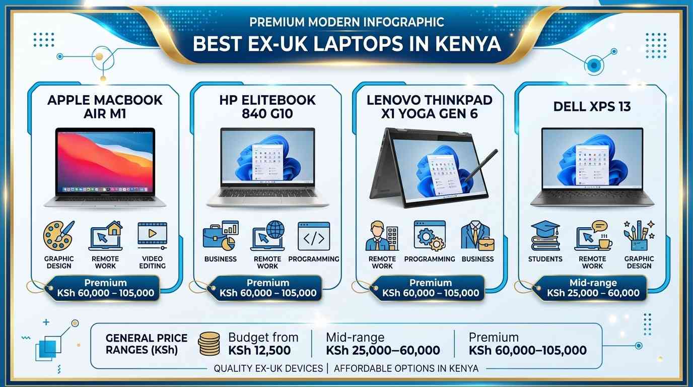HP EliteBook and Lenovo ThinkPad ex-UK laptops available in Nairobi Kenya